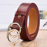 dasda  NO.ONEPAUL Designer's famous brand leatherhigh quality belt fashion alloy double ring circle buckle girl jeans dress wild belts