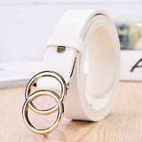 dasda  NO.ONEPAUL Designer's famous brand leatherhigh quality belt fashion alloy double ring circle buckle girl jeans dress wild belts