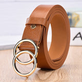 dasda  NO.ONEPAUL Designer's famous brand leatherhigh quality belt fashion alloy double ring circle buckle girl jeans dress wild belts