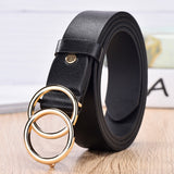 dasda  NO.ONEPAUL Designer's famous brand leatherhigh quality belt fashion alloy double ring circle buckle girl jeans dress wild belts