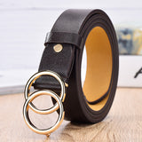 dasda  NO.ONEPAUL Designer's famous brand leatherhigh quality belt fashion alloy double ring circle buckle girl jeans dress wild belts