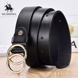 dasda  NO.ONEPAUL Designer's famous brand leatherhigh quality belt fashion alloy double ring circle buckle girl jeans dress wild belts