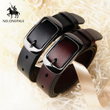 NO.ONEPAUL Women's genuine leather fashion retro belt high quality luxury brand ladies metal double buckle new belt with jeans