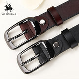 NO.ONEPAUL Women's genuine leather fashion retro belt high quality luxury brand ladies metal double buckle new belt with jeans