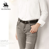 NO.ONEPAUL Women's genuine leather fashion retro belt high quality luxury brand ladies metal double buckle new belt with jeans