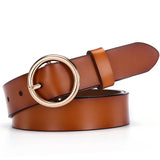 NO.ONEPAUL female deduction side gold buckle jeans wild belts for women fashion students simple New Circle Pin Buckles Belt