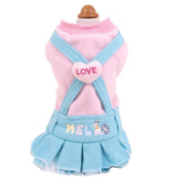 New Dog Pet Dress Coat Autumn Winter Fleece Warm LOVE Strap Ruffle Style Dog Apparel Outfit XS S M L XL