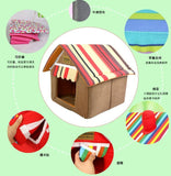 ssss  New Folding Removable Cover Mat Dog House Cat Beds Striped For Small Medium Dogs Pet Products House Pet Beds for Cat