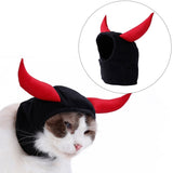 New Funny Cute Pet Costume Cosplay Bull Horn Cap Hat for Cat Halloween Xmas Clothes Fancy Hat with Ears Autumn Winter