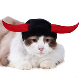 New Funny Cute Pet Costume Cosplay Bull Horn Cap Hat for Cat Halloween Xmas Clothes Fancy Hat with Ears Autumn Winter