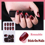 New Hot Reusable Stick-On-Nails 24pcs Reusable Full Cover False Nail Artificial Tips Press On Nails Art Stick on Nails Tips