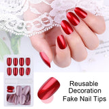 New Hot Reusable Stick-On-Nails 24pcs Reusable Full Cover False Nail Artificial Tips Press On Nails Art Stick on Nails Tips