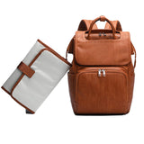 New Unisex Fashion Quality PU Leather Baby Diapers Bag Backpacks Maternity Changing Pad Stroller Straps Baby Bags Water Proof