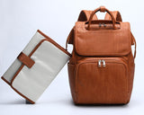 New Unisex Fashion Quality PU Leather Baby Diapers Bag Backpacks Maternity Changing Pad Stroller Straps Baby Bags Water Proof