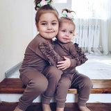 Newborn Infant Baby Girls Ruffle T-Shirt Tops Leggings Pants 2Pcs Outfits Set Clothes Long Sleeve Autumn Winter Warm Clothing