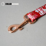 Nice chinese red flower bow dog collar leash engrave free pet necklace straps for medium big small dogs rose gold buckle bowknot