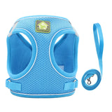Nylon Mesh Puppy Cat Harnesses Vest Reflective Dog Harness and Leash Set for Chihuahua Pug Small Medium  Walking Lead Leash
