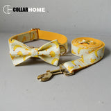 Nylon personalized banana design engrave dog name phone bow dog collar leash rope for small big dog adjustable pet collar straps
