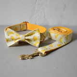 Nylon personalized banana design engrave dog name phone bow dog collar leash rope for small big dog adjustable pet collar straps