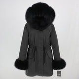 OFTBUY 2019 fashion winter jacket women real fur coat natural real fox fur collar loose long parkas big fur outerwear Detachable