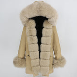 OFTBUY 2019 fashion winter jacket women real fur coat natural real fox fur collar loose long parkas big fur outerwear Detachable