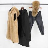 OFTBUY 2019 fashion winter jacket women real fur coat natural real fox fur collar loose long parkas big fur outerwear Detachable