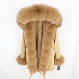 OFTBUY 2019 fashion winter jacket women real fur coat natural real fox fur collar loose long parkas big fur outerwear Detachable