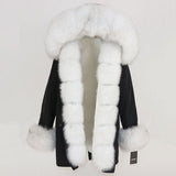 OFTBUY 2019 fashion winter jacket women real fur coat natural real fox fur collar loose long parkas big fur outerwear Detachable