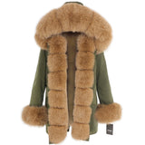 OFTBUY 2019 fashion winter jacket women real fur coat natural real fox fur collar loose long parkas big fur outerwear Detachable
