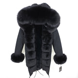 OFTBUY 2019 fashion winter jacket women real fur coat natural real fox fur collar loose long parkas big fur outerwear Detachable