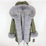OFTBUY 2019 fashion winter jacket women real fur coat natural real fox fur collar loose long parkas big fur outerwear Detachable