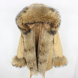 OFTBUY 2019 fashion winter jacket women real fur coat natural real fox fur collar loose long parkas big fur outerwear Detachable