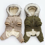 PUPISHE Winter Dog Clothes Luxury Fur Pet Puppy Down Coat Jacket for Small Dogs Cats Doggie Suit with  Windproof Hood