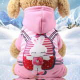 Pet Cat Clothing Small Dog Cat Hoodies Sweater Suit Warm Coral Fleece Jumpsuit Winter Indoor Casual Pet Clothes