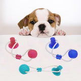 Pet Cats Dogs Interactive Suction Cup Push TPR Ball Toys Elastic Ropes Pet Tooth Cleaning Chewing Playing IQ Treat Puppy Toys
