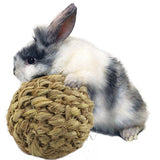 Pet Chew Toy Natural Grass Ball with Bell for Rabbit Hamster Guinea Pig Tooth Cleaning