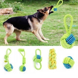 Pet Supply Dog Toys Dogs Chew Teeth Clean Outdoor Traning Fun Playing Green Rope Ball Toy For Large Small Dog Cat
