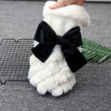Pet Winter Warm Clothes Dog Cat Luxury Faux Fur Coat Jacket Winter Fleece Overcoat Small Dog Cat Bow-Knot Clothes For Chihuahua