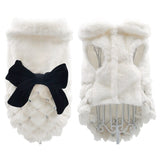 Pet Winter Warm Clothes Dog Cat Luxury Faux Fur Coat Jacket Winter Fleece Overcoat Small Dog Cat Bow-Knot Clothes For Chihuahua