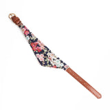 Pretty PU Leather Dog Collar Bow Flower Print Dog Leash Collar Bandana Outdoor Pet Small Dog Puppy Walking Lead Chain