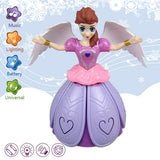 Princess Doll Toys Elsa Anna Doll With Wings Action Figure Rotating Dance Projection Light Music Model Dolls For Girls Gifts