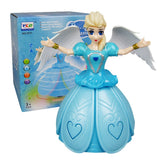 Princess Doll Toys Elsa Anna Doll With Wings Action Figure Rotating Dance Projection Light Music Model Dolls For Girls Gifts