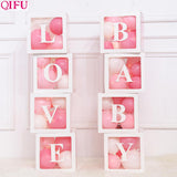 QIFU Transparent Box Wedding Decor Baby Shower Boy Girl Event Party Supplies Christening First Birthday Party Decor Babyshower