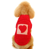 Red Love heart Pattern Winter Warm Dog Sweater Cute Dog Clothes For Dogs Coat Jacket Cotton French Bulldog Pug Clothes