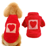 Red Love heart Pattern Winter Warm Dog Sweater Cute Dog Clothes For Dogs Coat Jacket Cotton French Bulldog Pug Clothes