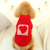 Red Love heart Pattern Winter Warm Dog Sweater Cute Dog Clothes For Dogs Coat Jacket Cotton French Bulldog Pug Clothes
