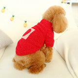 Red Love heart Pattern Winter Warm Dog Sweater Cute Dog Clothes For Dogs Coat Jacket Cotton French Bulldog Pug Clothes