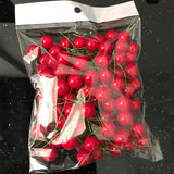 Red Mini Fake Fruit Artificial Flower Cherry Stamen Gifts For The New Year Christmas Pendant Tree Decorations Berry DecorationD