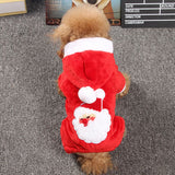 Red Santa Claus Pattern Christmas Pet Coat Winter Warm Dog Clothes Polyester Cotton Coat Cute Pet Jacket Coat Puppy Dog Hoodie