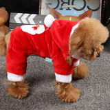 Red Santa Claus Pattern Christmas Pet Coat Winter Warm Dog Clothes Polyester Cotton Coat Cute Pet Jacket Coat Puppy Dog Hoodie